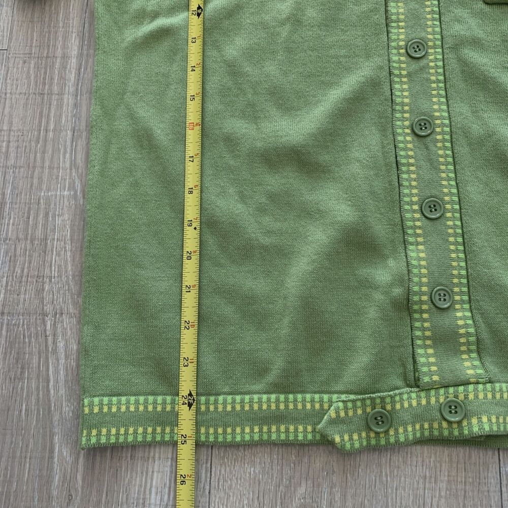 OxKnit Store Sweater Knit Shirt  Green 70s Retro Button Down Short Sleeve Mens M - Picture 8 of 8